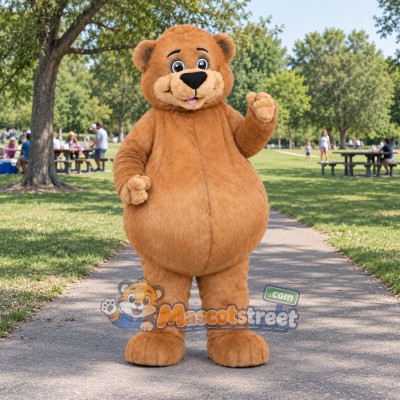Tan Bear Mascot Costume