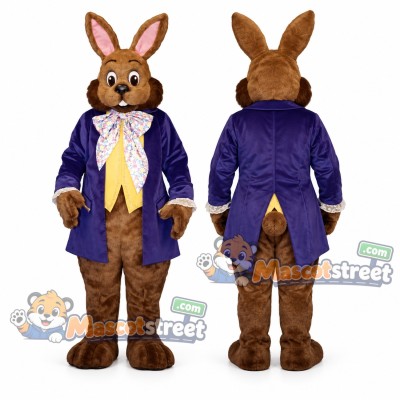 Brown Rabbit Mascot Costume with Purple Tailcoat Brown Rabbit Mascot Costume with Purple Tailcoat