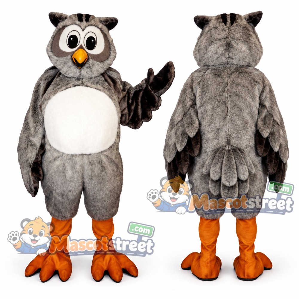 Gray Owl Mascot Costume Gray Owl Mascot Costume