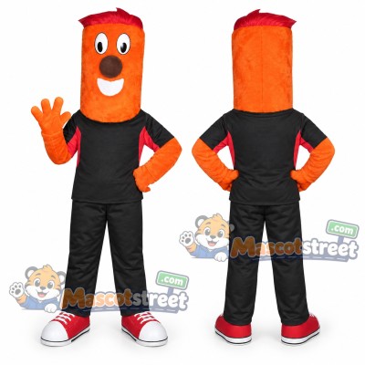 Orange Monster Mascot Costume with Black Outfit Orange Monster Mascot Costume with Black Outfit