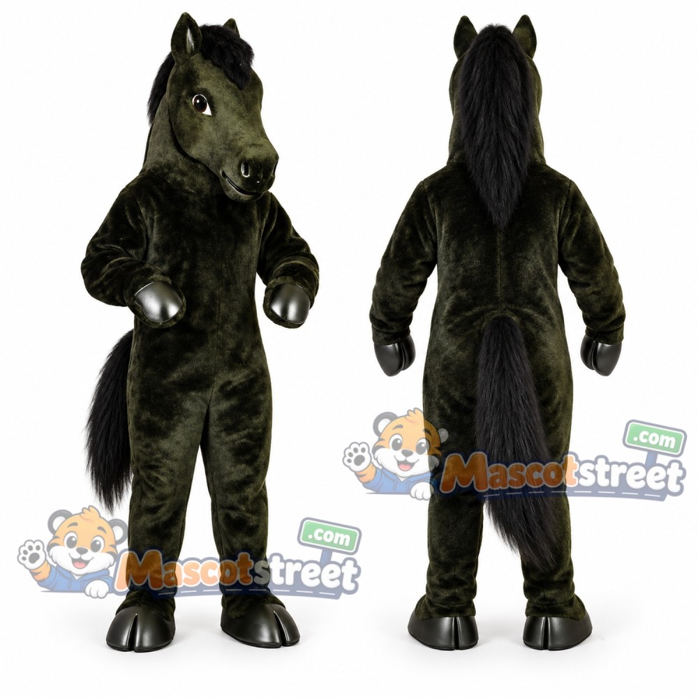 Black Horse Mascot Costume Black Horse Mascot Costume