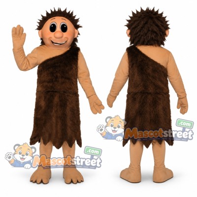 Caveman Mascot Costume with Brown One Shoulder Tunic