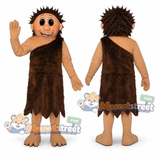 Caveman Mascot Costume with Brown One Shoulder Tunic
