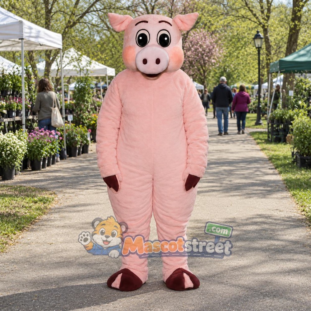 Pink Pig Mascot Costume Pink Pig Mascot Costume