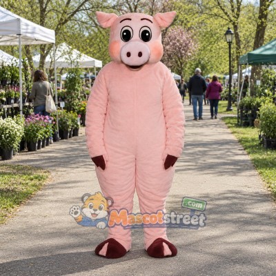 Pink Pig Mascot Costume Pink Pig Mascot Costume