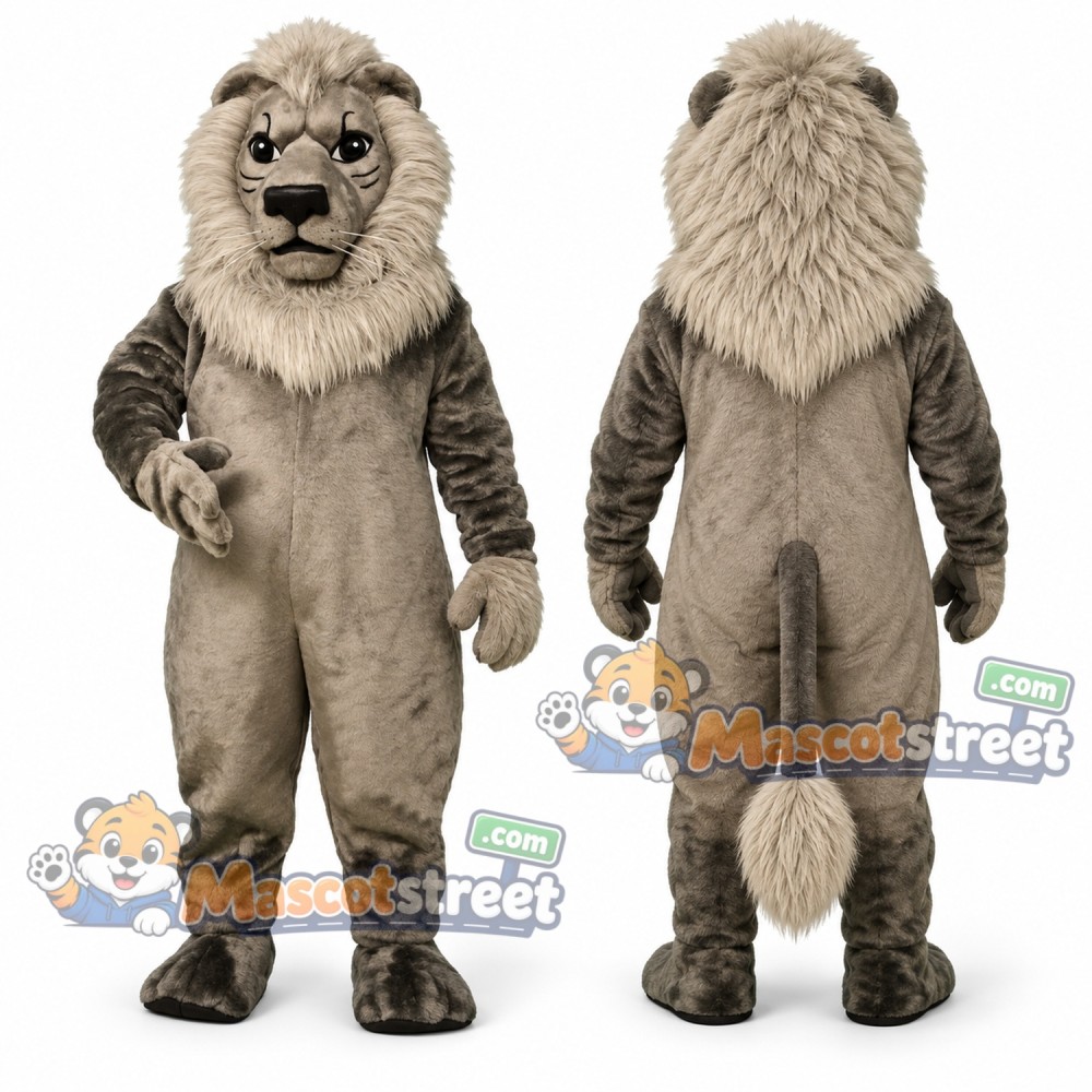 Gray Lion Mascot Costume Gray Lion Mascot Costume