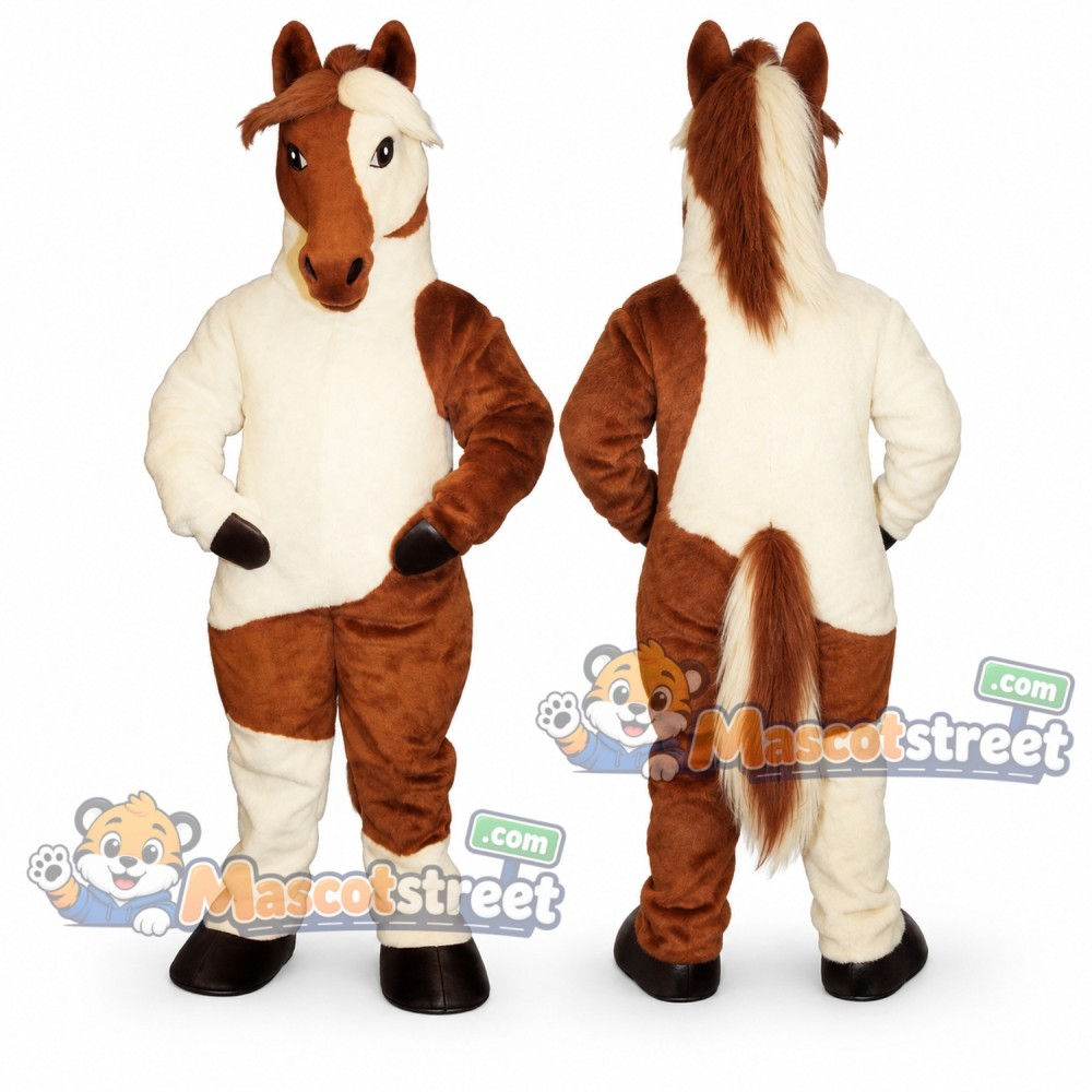 Brown and White Horse Mascot Costume Brown and White Horse Mascot Costume