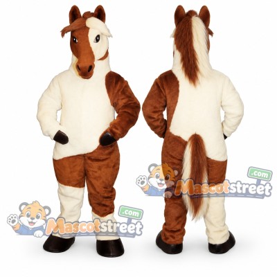 Brown and White Horse Mascot Costume Brown and White Horse Mascot Costume