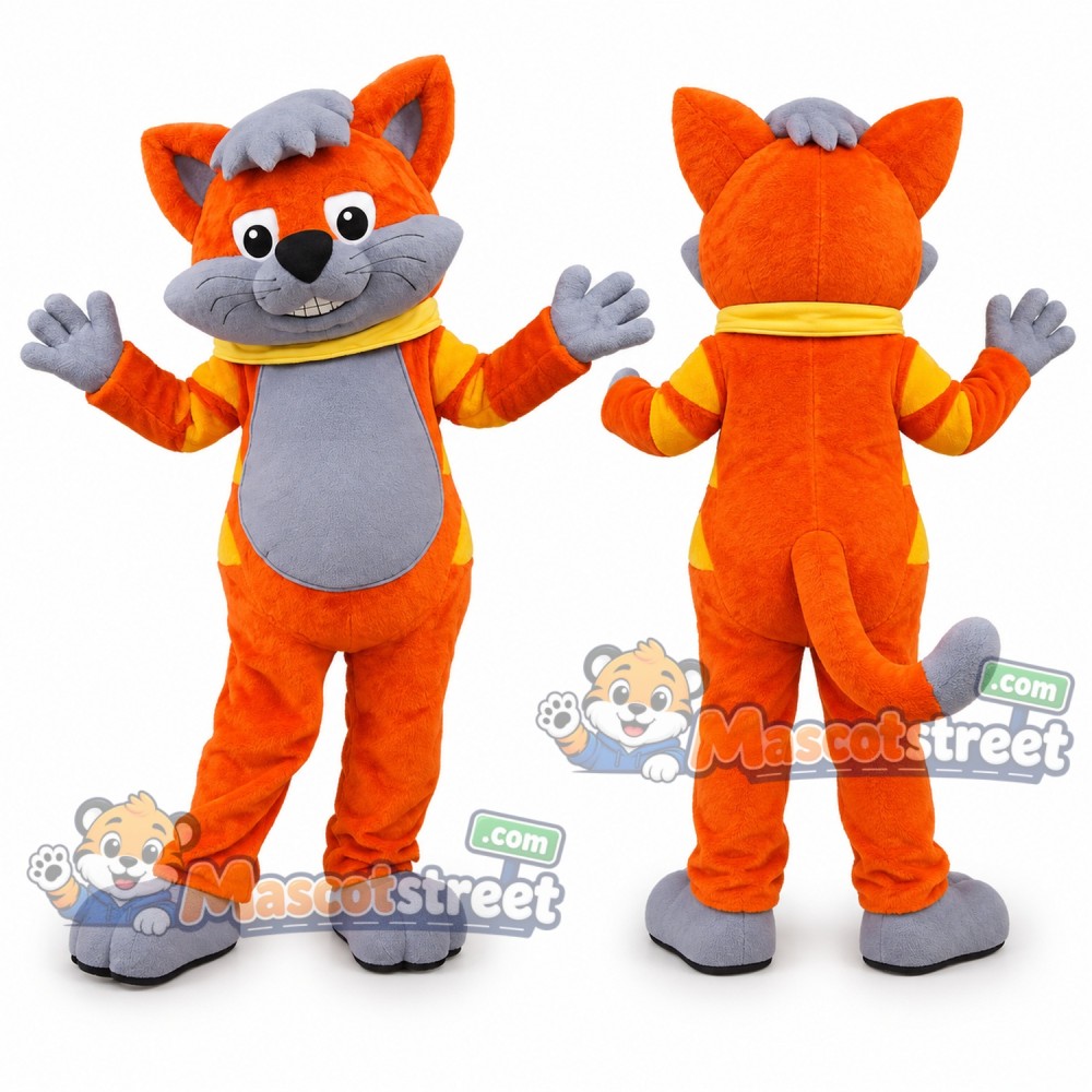 Orange Cat Mascot Costume with Yellow Collar
