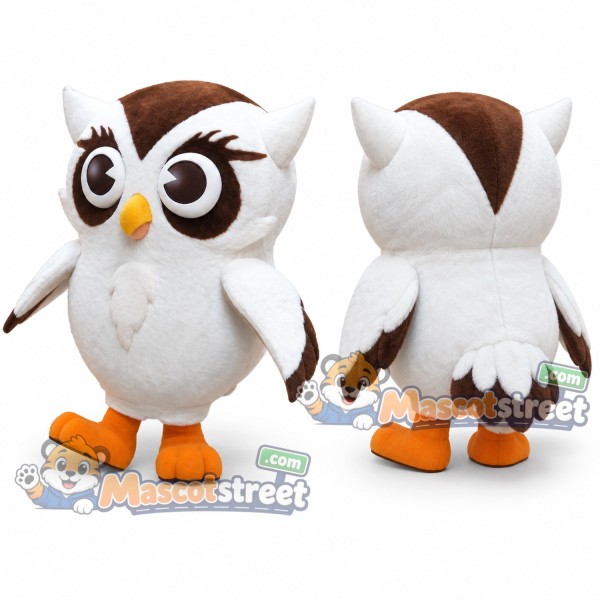 White and Brown Owl Mascot Costume
