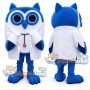 Blue Owl Doctor Mascot Costume with White Coat