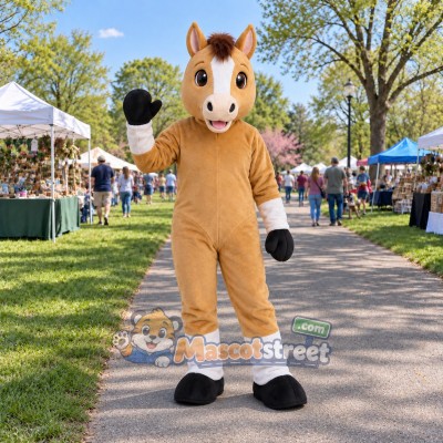 Tan Horse Mascot Costume Tan Horse Mascot Costume