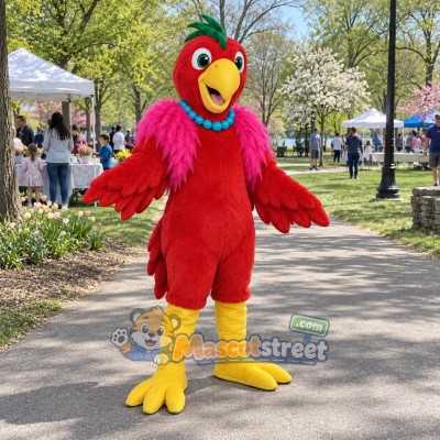 Red Parrot Mascot Costume Red Parrot Mascot Costume