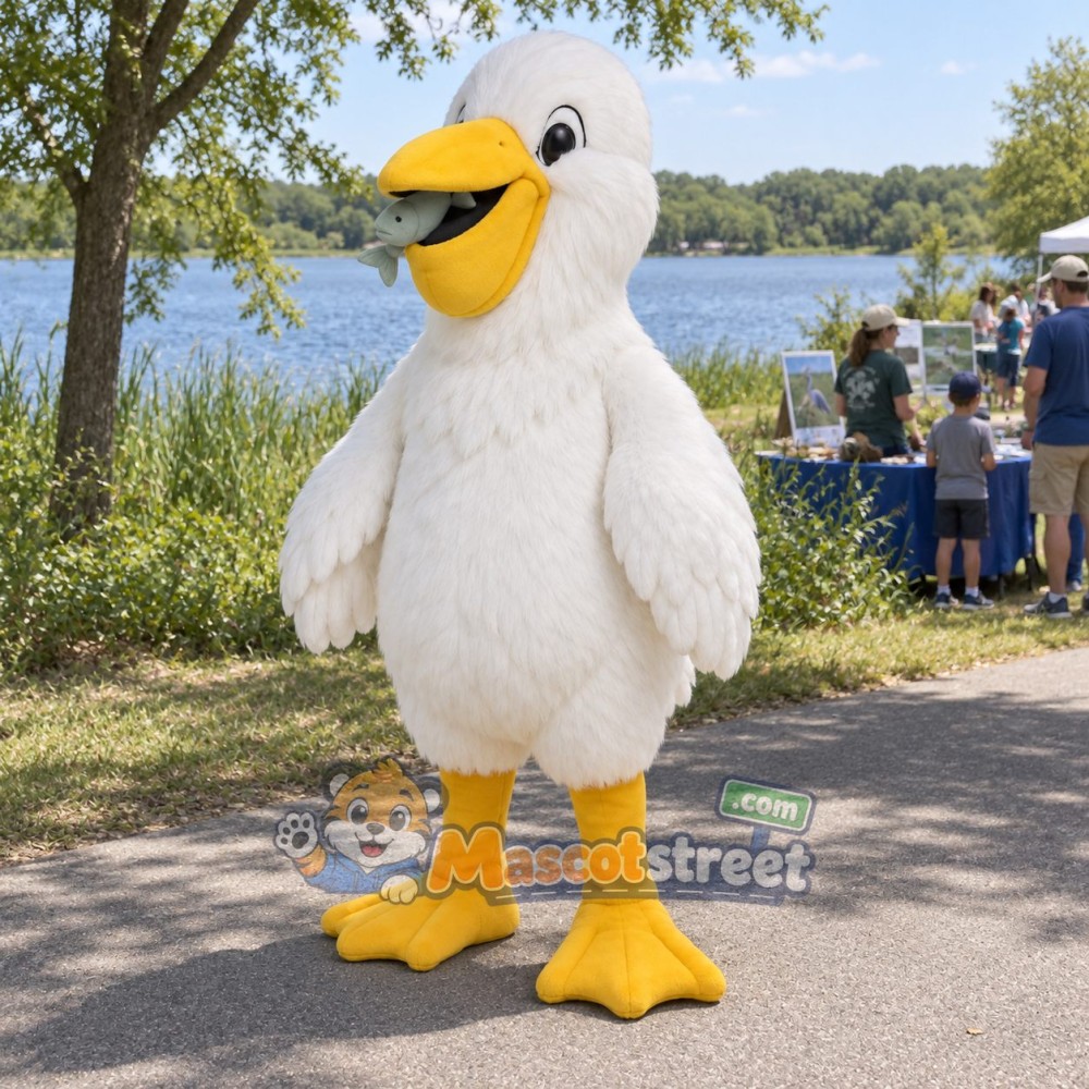White Pelican Mascot Costume White Pelican Mascot Costume