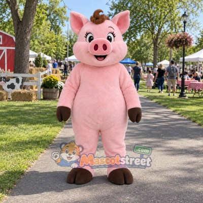 Pink Pig Mascot Costume Pink Pig Mascot Costume