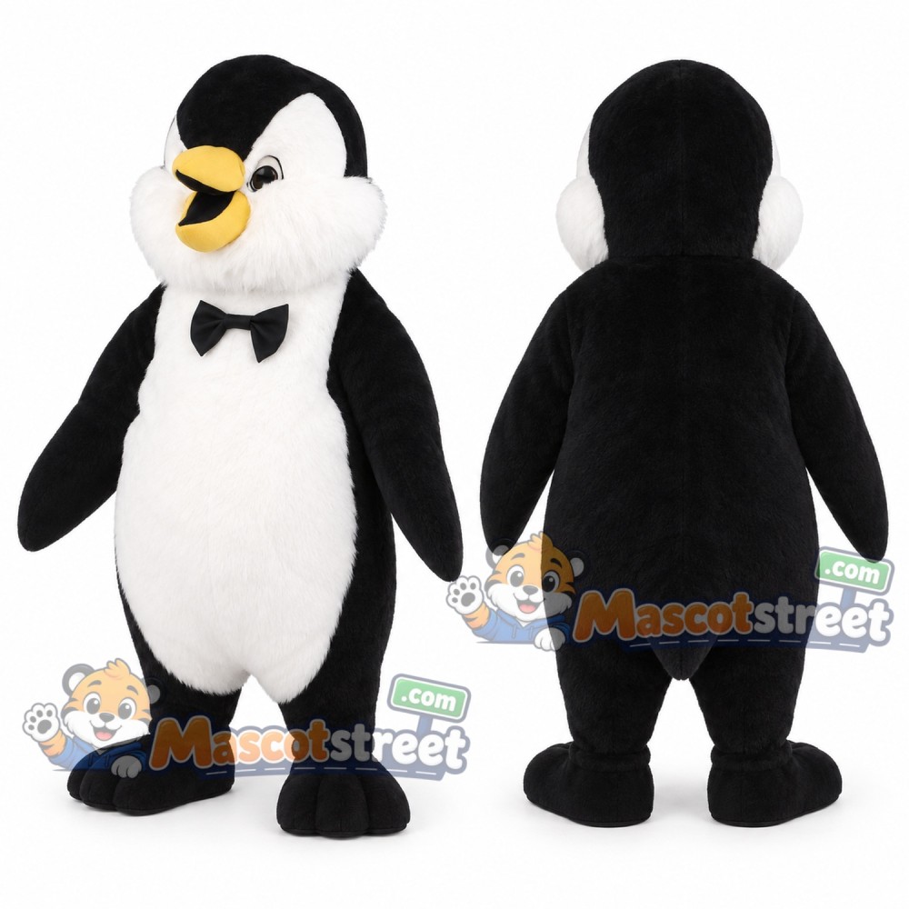Penguin Mascot Costume with Black Bow Tie