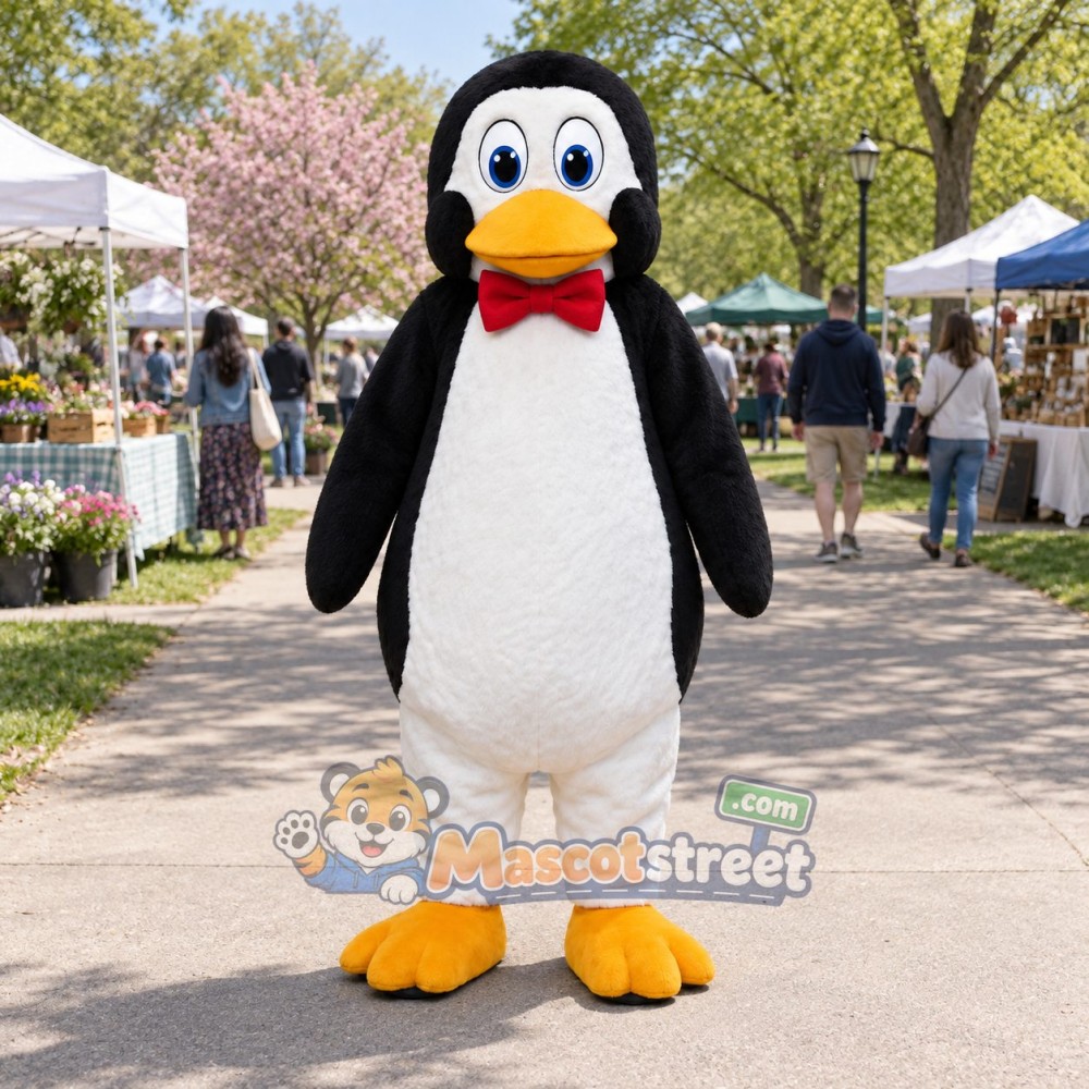 Penguin Mascot Costume with Red Bow Tie Penguin Mascot Costume with Red Bow Tie