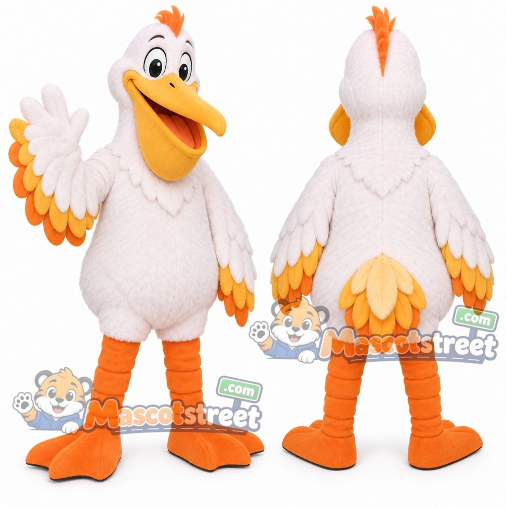 White Pelican Mascot Costume White Pelican Mascot Costume