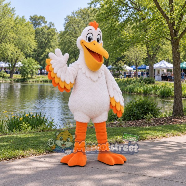White Pelican Mascot Costume