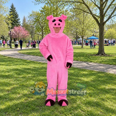 Pink Pig Mascot Costume Pink Pig Mascot Costume