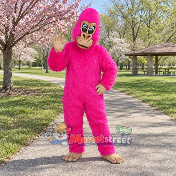 Pink Gorilla Mascot Costume