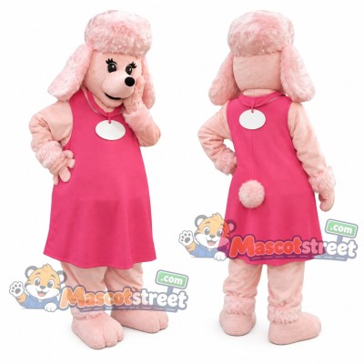 Pink Poodle Mascot Costume with Pink Dress Pink Poodle Mascot Costume with Pink Dress