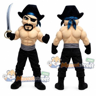 Pirate Mascot Costume with Black Pants and Tricorn Hat Pirate Mascot Costume with Black Pants and Tricorn Hat