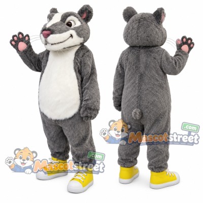 Gray Hamster Mascot Costume Gray Hamster Mascot Costume