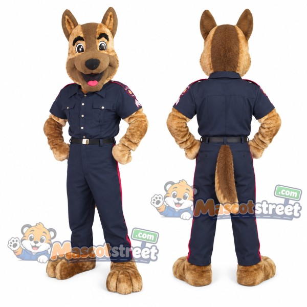 German Shepherd Police Officer Mascot Costume with Navy Uniform