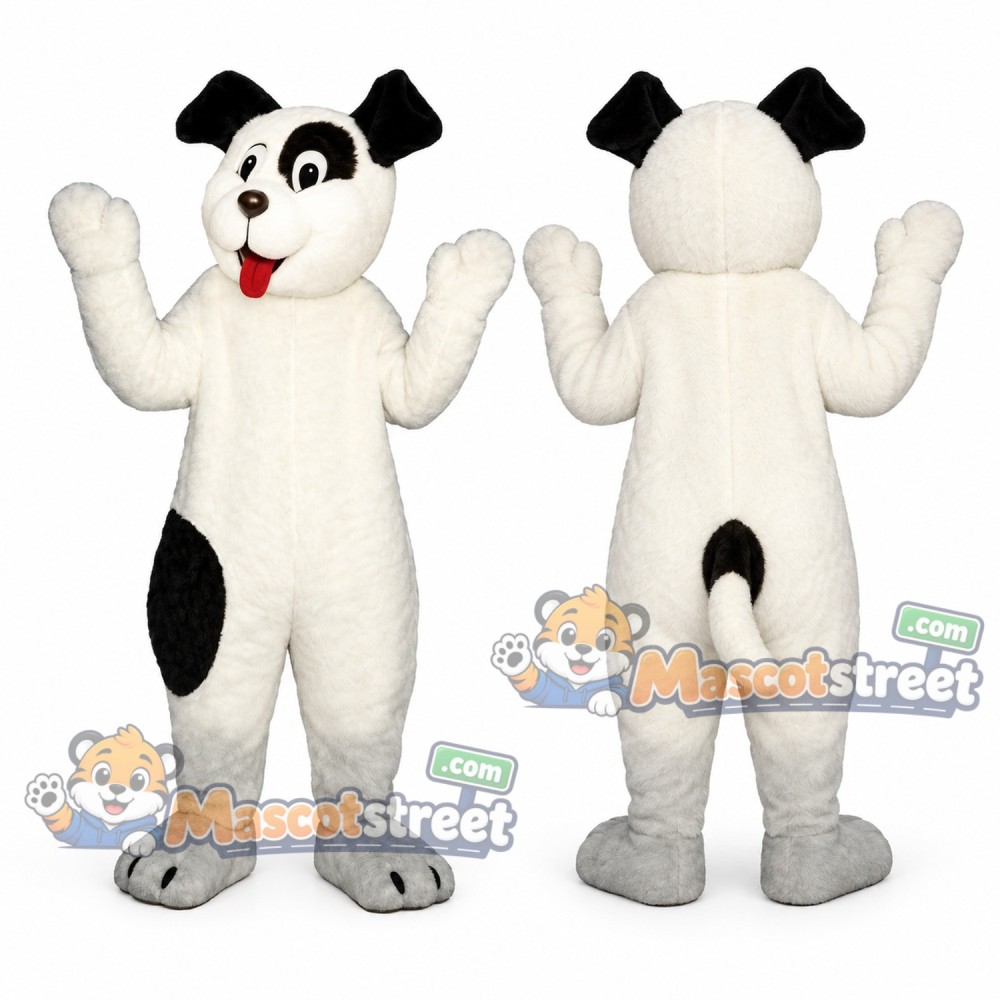 White and Black Dog Mascot Costume White and Black Dog Mascot Costume