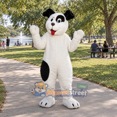 White and Black Dog Mascot Costume