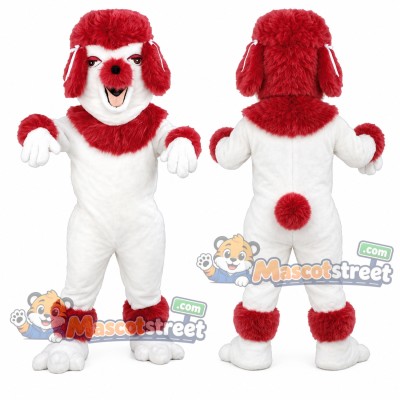 Red and White Poodle Mascot Costume