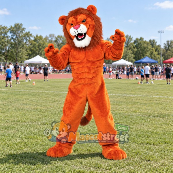 Orange Lion Mascot Costume
