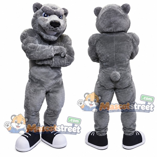Gray Bear Mascot Costume