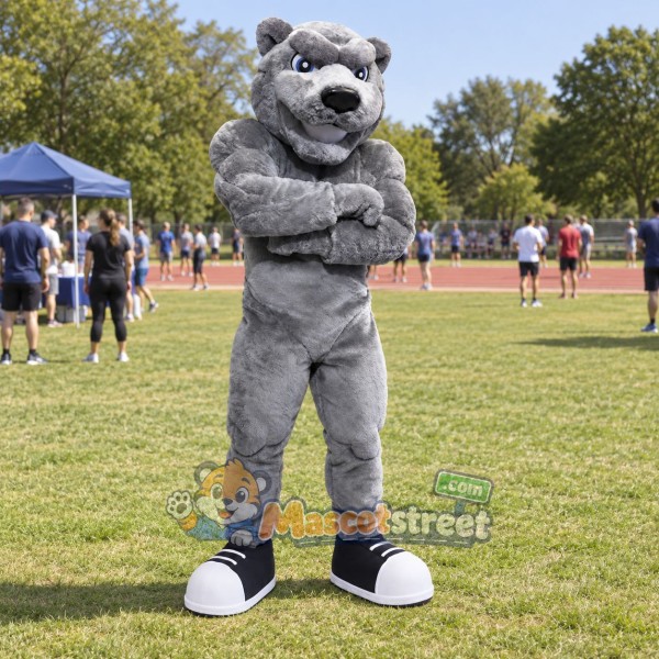 Gray Bear Mascot Costume