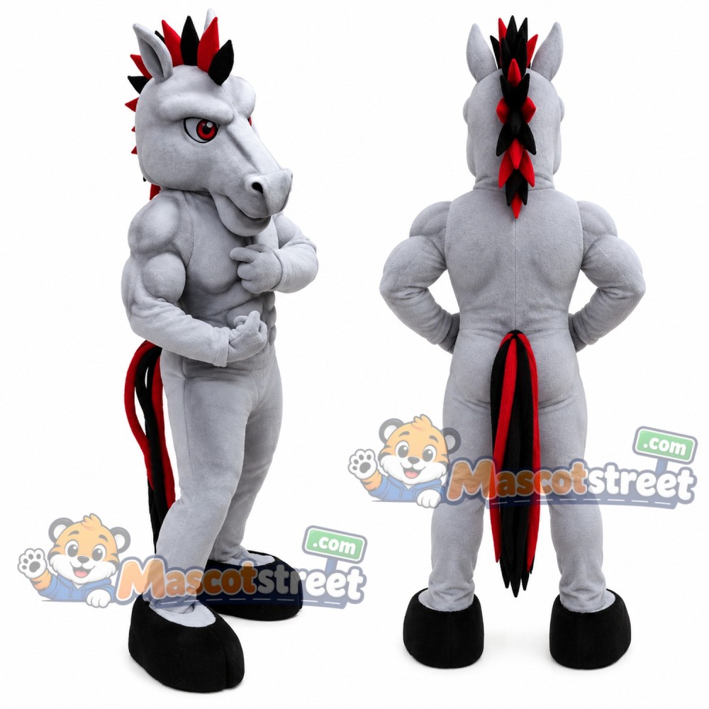 Gray Horse Mascot Costume Gray Horse Mascot Costume