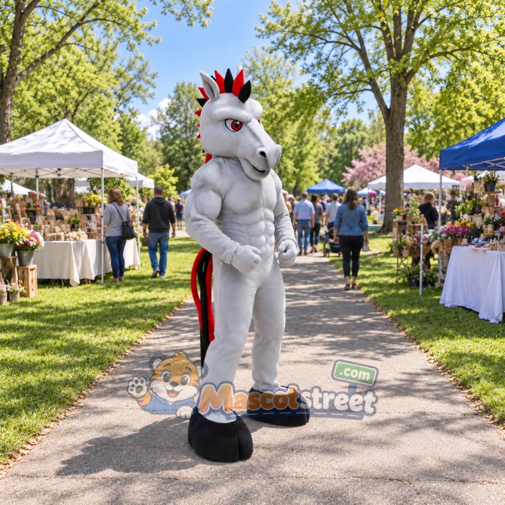 Gray Horse Mascot Costume Gray Horse Mascot Costume