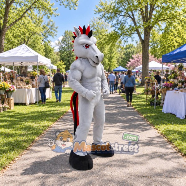 Gray Horse Mascot Costume