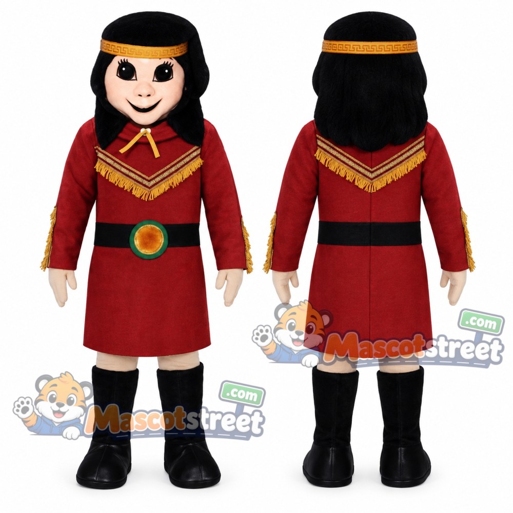 Princess Mascot Costume with Red Dress and Headband Princess Mascot Costume with Red Dress and Headband