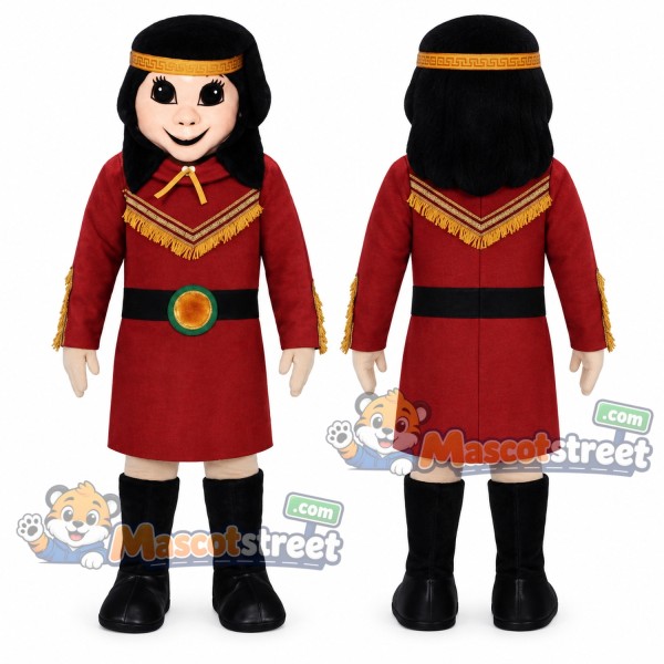 Princess Mascot Costume with Red Dress and Headband
