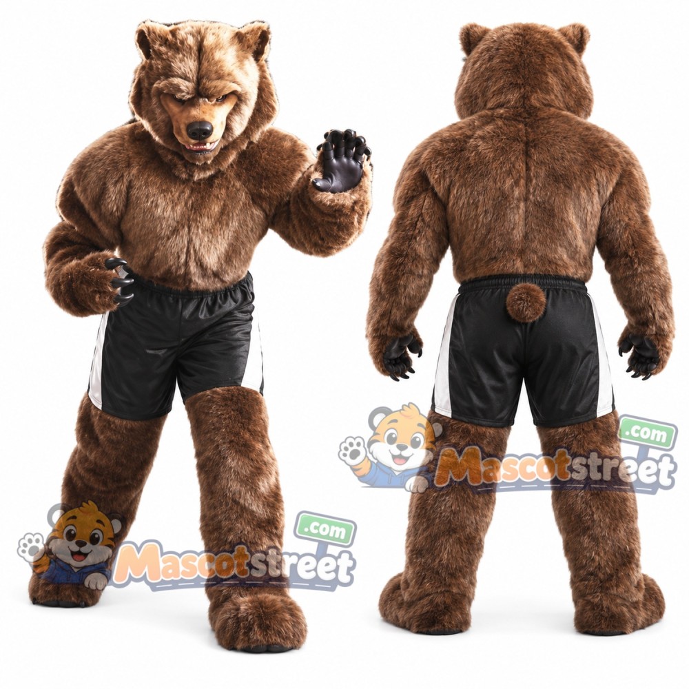 Brown Bear Mascot Costume with Black Shorts Brown Bear Mascot Costume with Black Shorts