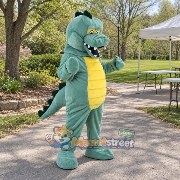 Teal Crocodile Mascot Costume