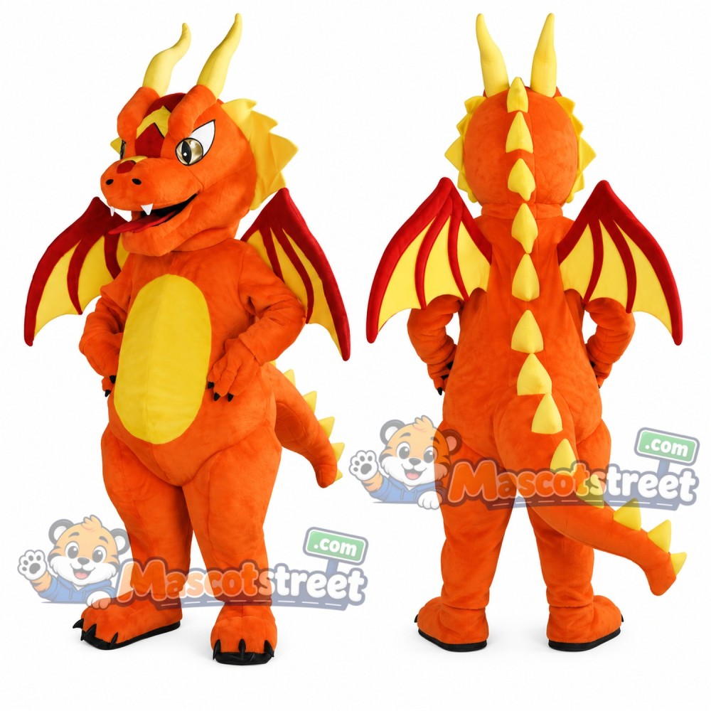 Orange Dragon Mascot Costume