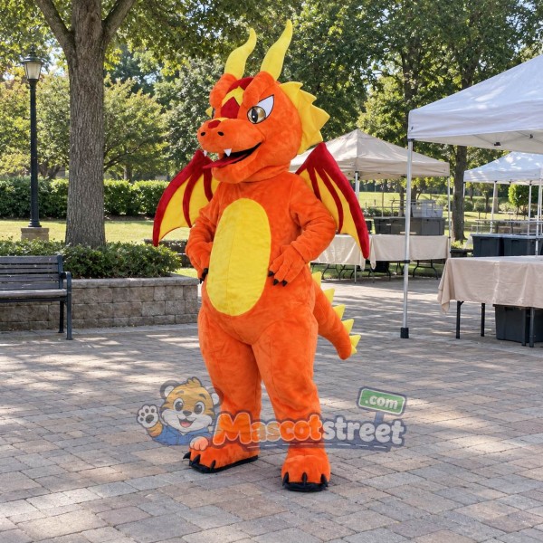 Orange Dragon Mascot Costume