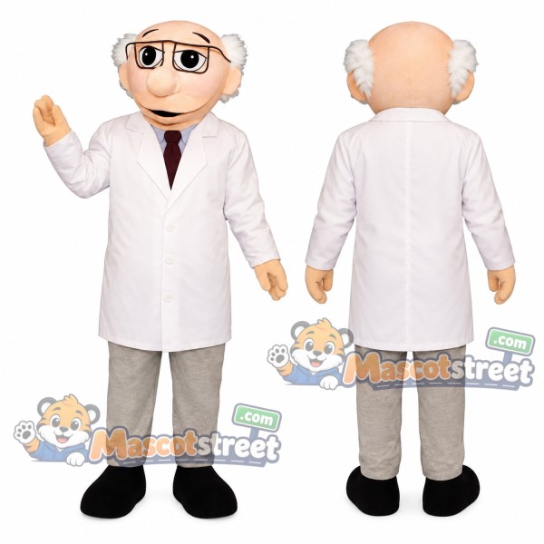 Professor Mascot Costume with White Lab Coat and Glasses