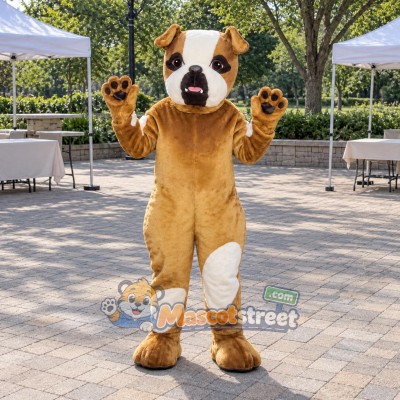 Tan and White Dog Mascot Costume Tan and White Dog Mascot Costume