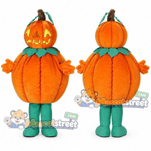 Jack-o-Lantern Pumpkin Mascot Costume with Green Collar