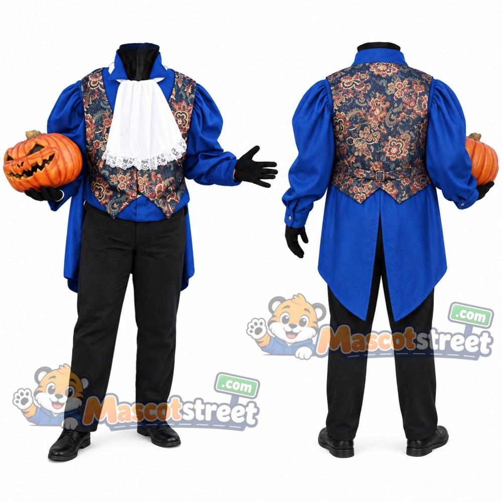 Headless Horseman Mascot Costume with Blue Coat