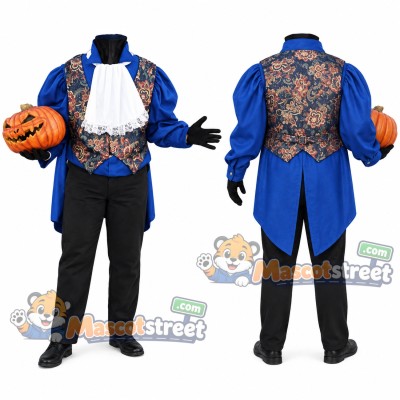 Headless Horseman Mascot Costume with Blue Coat