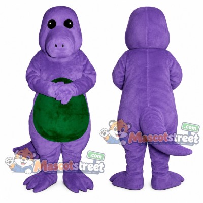 Purple Dinosaur Mascot Costume with Green Belly Purple Dinosaur Mascot Costume with Green Belly